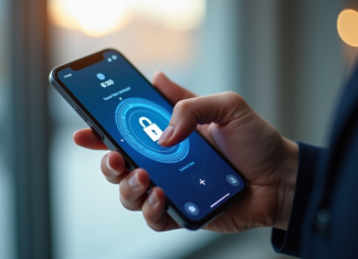 Personne entrant un code 3D Secure sur une application bancaire