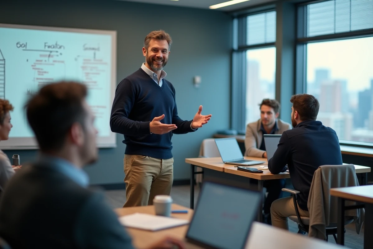 Enseignant explique SQL à des étudiants en classe