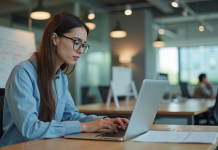 Tests A/B de Google : fonctionnement et avantages à connaître Jeune femme analysant résultats de test ab au bureau