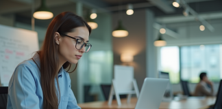 Tests A/B de Google : fonctionnement et avantages à connaître Jeune femme analysant résultats de test ab au bureau