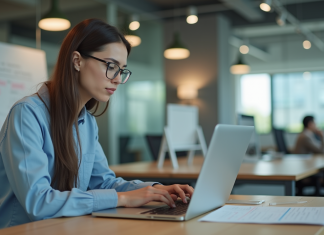 Tests A/B de Google : fonctionnement et avantages à connaître Jeune femme analysant résultats de test ab au bureau