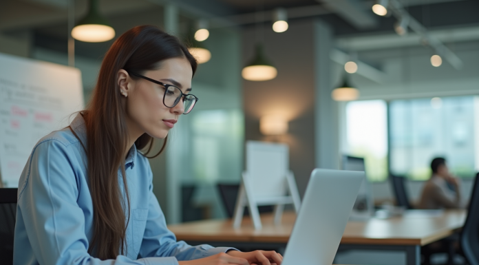 Tests A/B de Google : fonctionnement et avantages à connaître Jeune femme analysant résultats de test ab au bureau