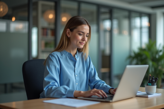 Femme professionnelle organisant sa messagerie au bureau