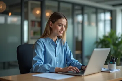 Femme professionnelle organisant sa messagerie au bureau