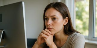 Les effets des écrans sur nos yeux : mythe ou réalité ? Femme assise au bureau dans une pièce lumineuse