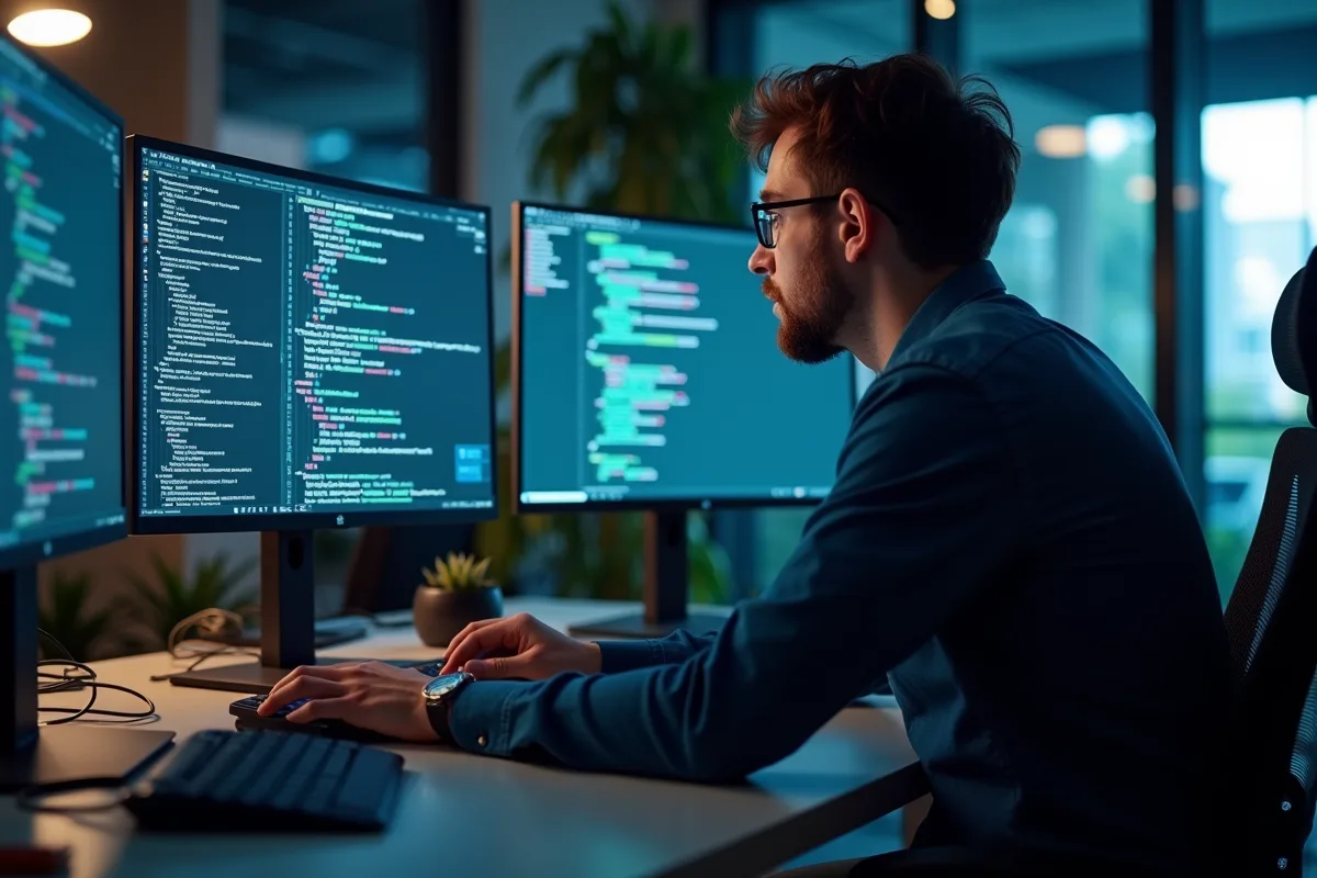 Développeurs web résolvant des problèmes de code complexe