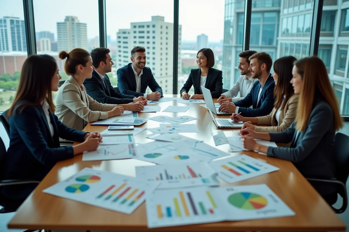 Groupe de jeunes professionnels en réunion de travail