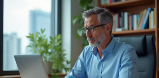 Sécurité des fichiers : les 3 méthodes efficaces de protection à connaître ! Homme d'âge moyen encryptant des documents importants sur son ordinateur