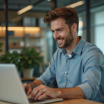 Générateur de leads : définition et fonctionnement du code à connaître ! Homme d'affaires travaillant sur un laptop dans un bureau moderne