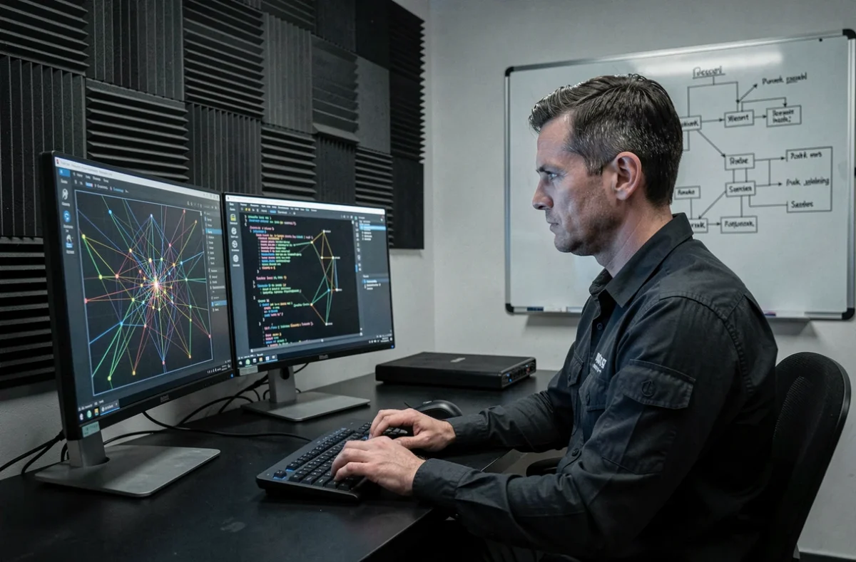 Auditeur cybersécurité d'Immersive Lab réalisant un test d'intrusion et un audit technique sur un système informatique