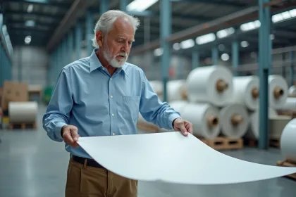 Ingénieur examinant une plaque de PVC en usine
